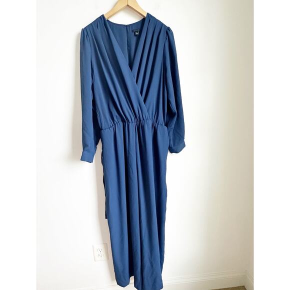 Ann Taylor Petite Wrap Jumpsuit Blue NWOT 16P Plus - Picture 2 of 5
